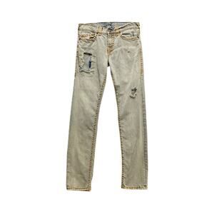 True Religion Jeans Mens 32 Rocco Relaxed Skinny Distressed Destroyed Denim